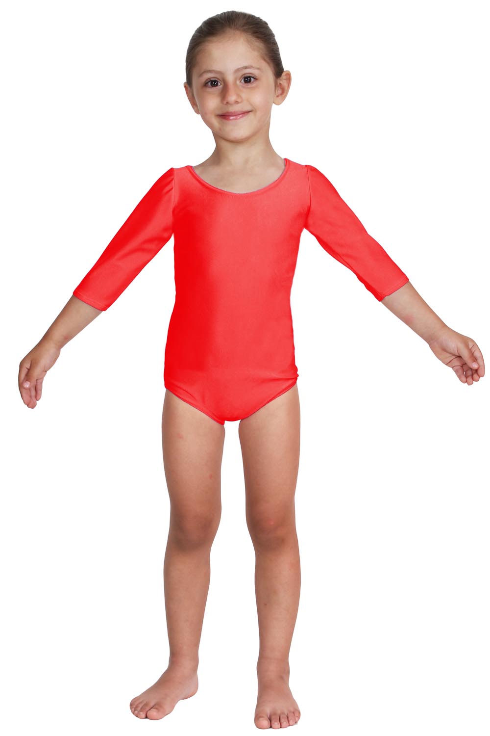 BODY DANZA LYCRA MANICA TRE QUARTI ROSSO BABY